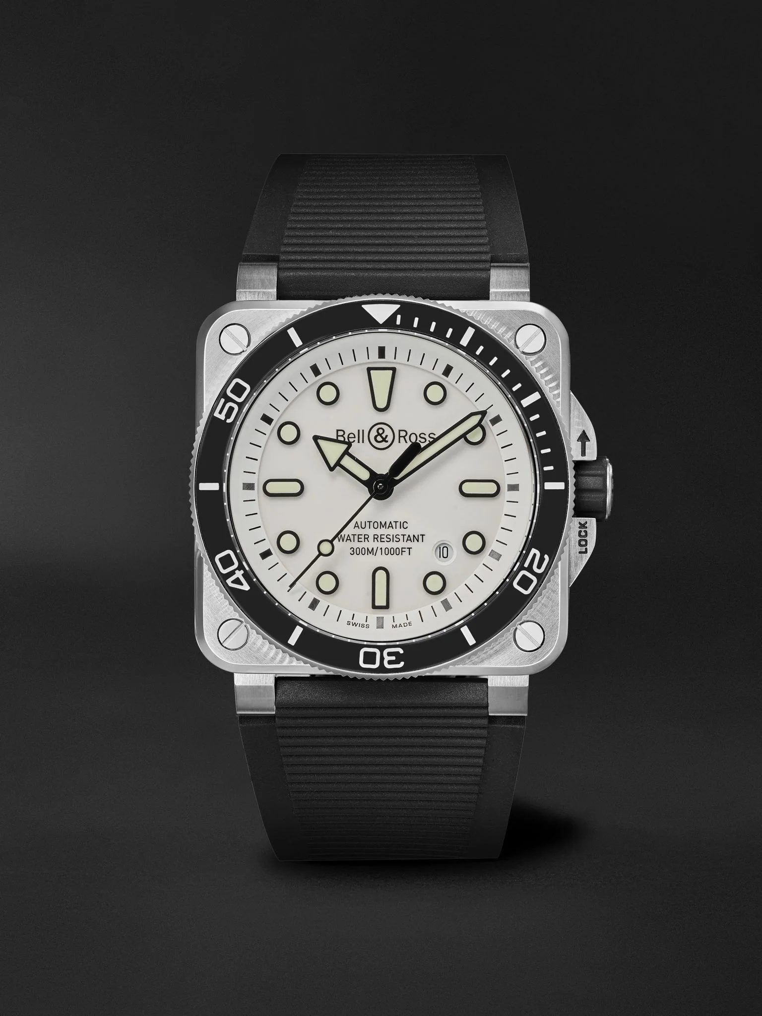 BR-03 Diver Automatic Stainless Steel Watch, Ref. BR03A-D-WH-ST/SRB White - 1