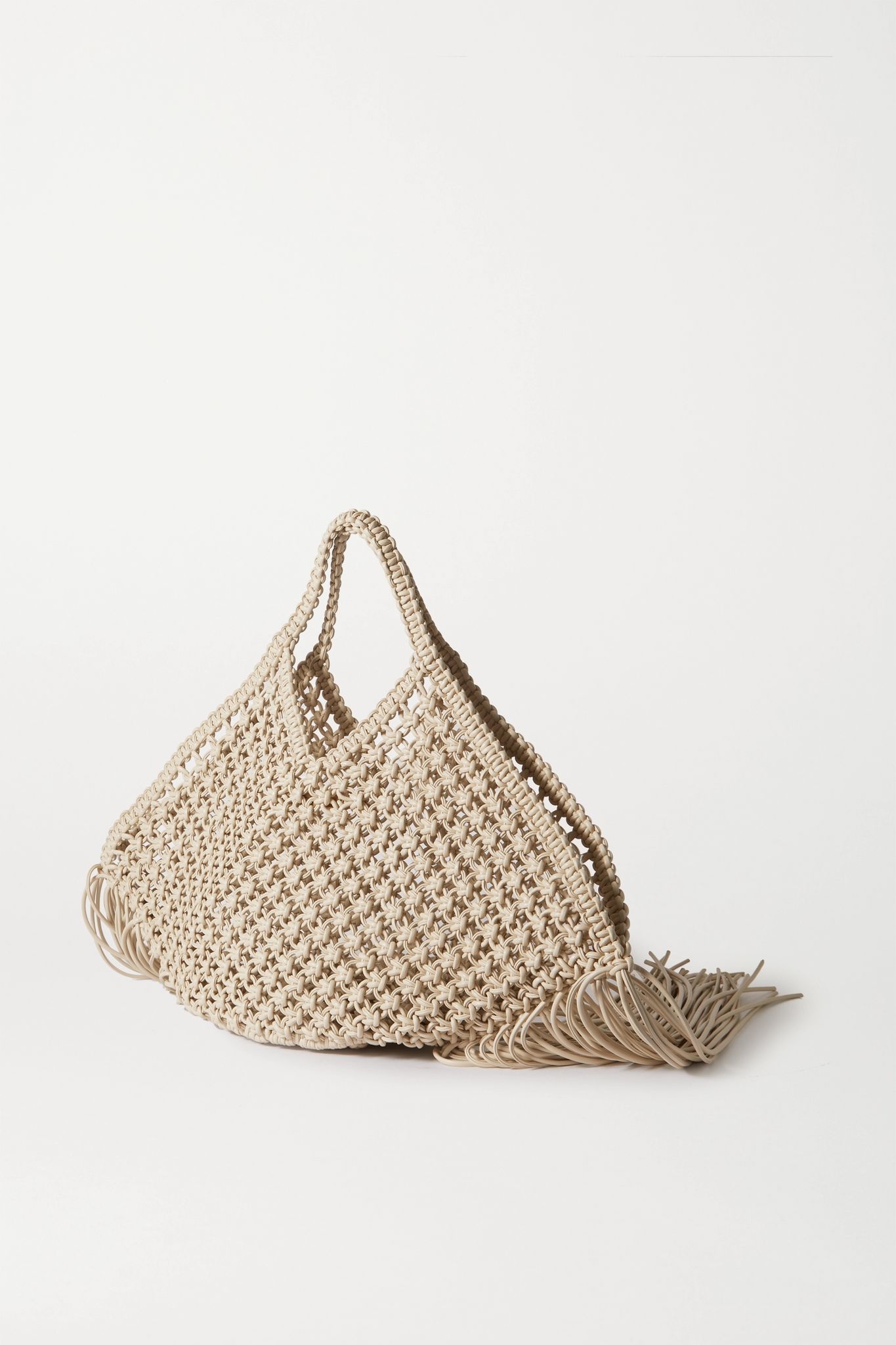 Basket large fringed woven leather tote - 3