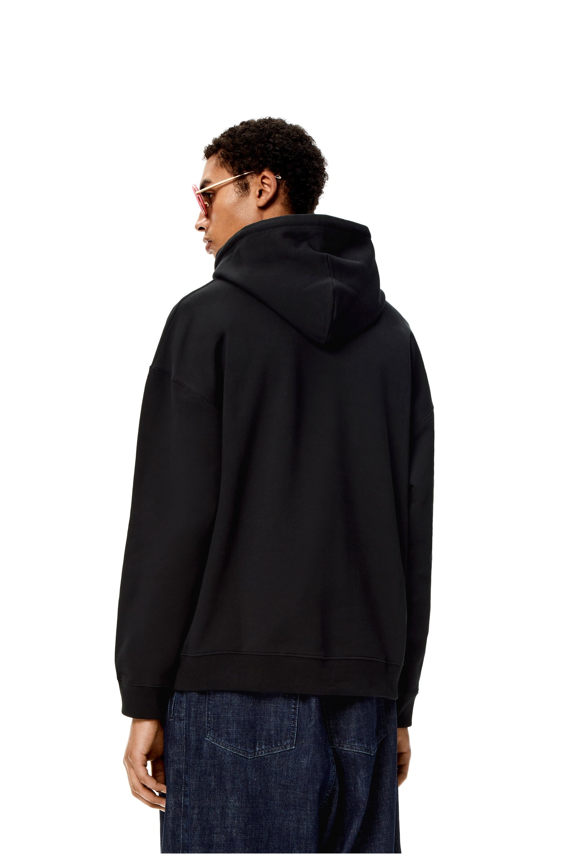 Anagram leather patch hoodie in cotton - 4