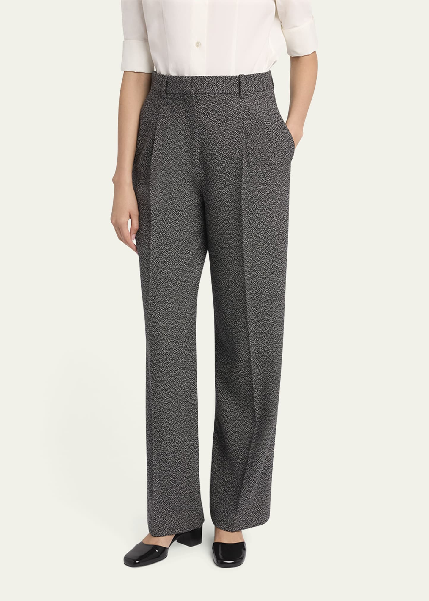 Mikkela Pleated Cashmere Straight-Leg Pants - 4