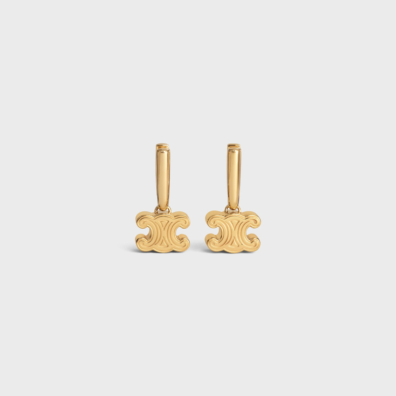 CHUNKY TRIOMPHE EARRINGS IN BRASS WITH GOLD FINISH 1
