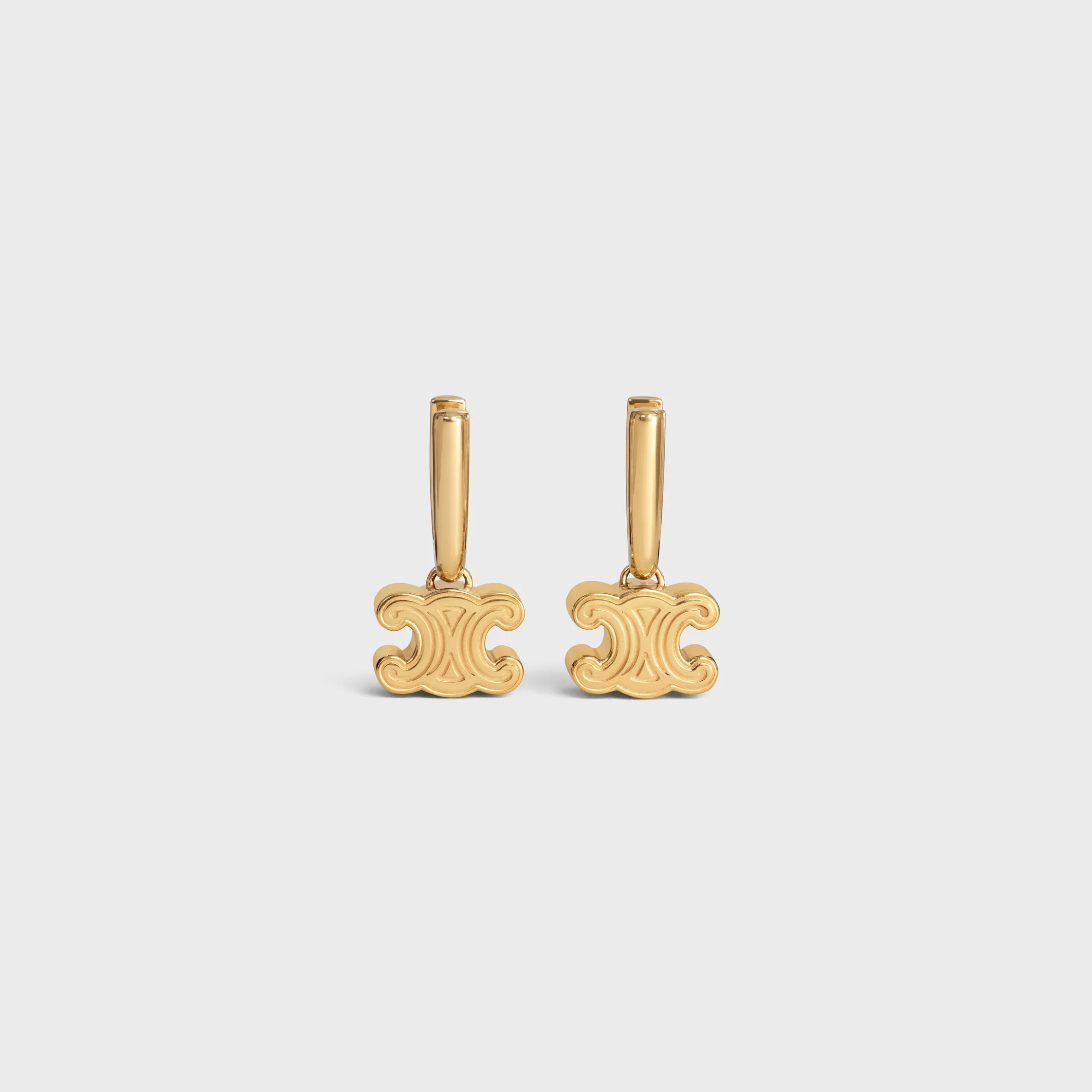 CHUNKY TRIOMPHE EARRINGS IN BRASS WITH GOLD FINISH - 1