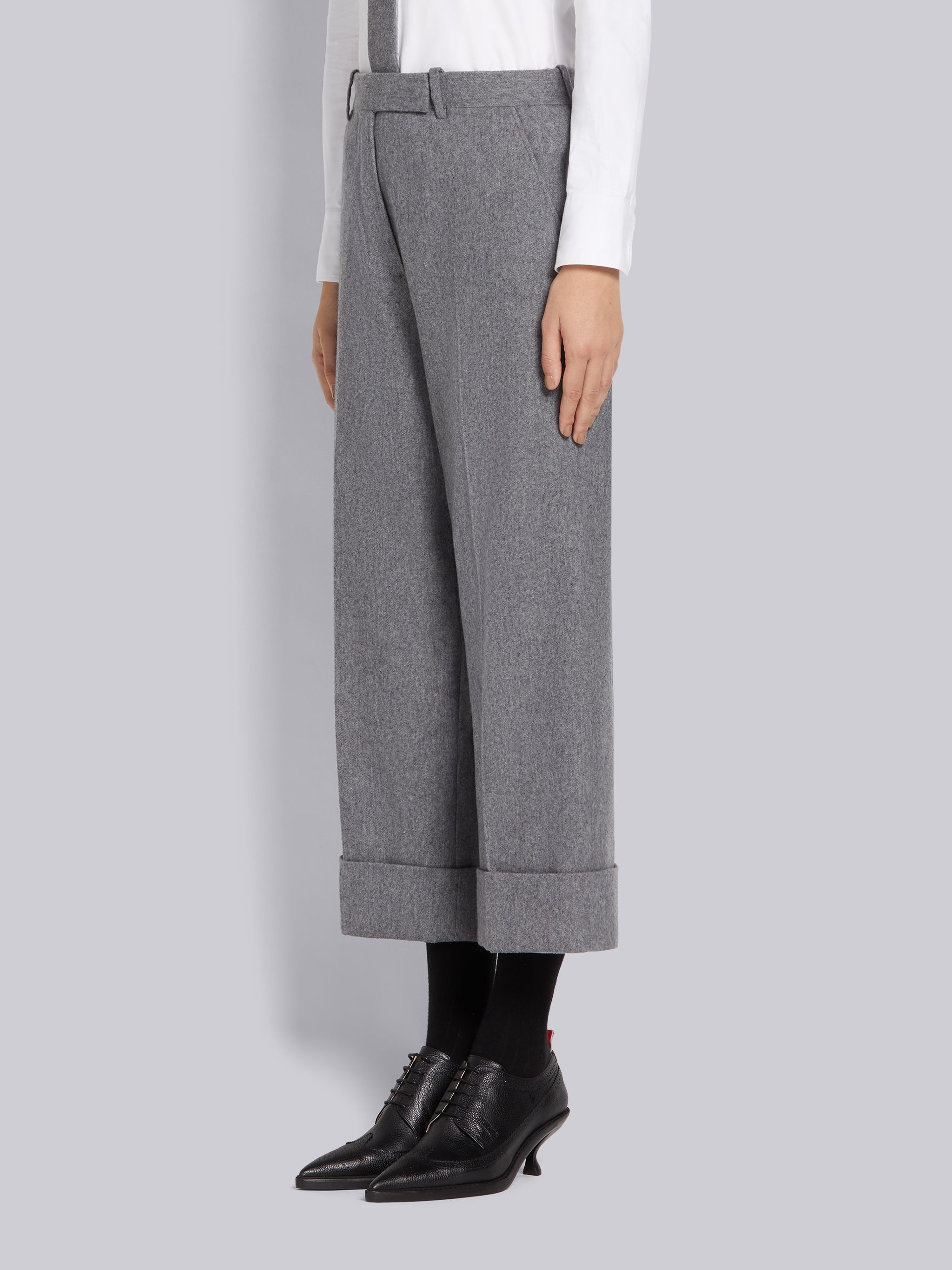 Medium Grey Lightweight Boiled Wool Engineered Stripe Sack Trouser - 5