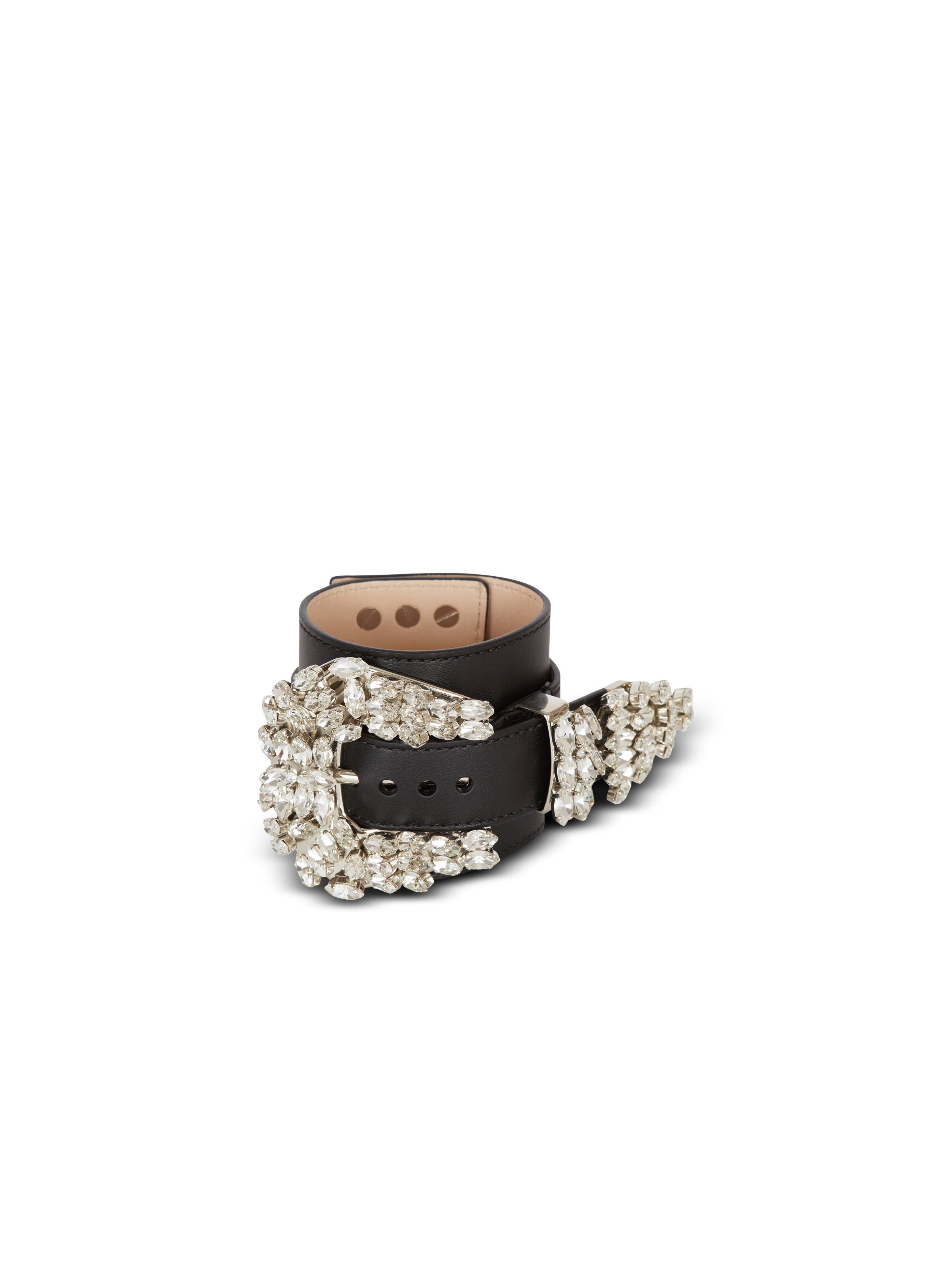 Western leather and crystal bracelet - 1