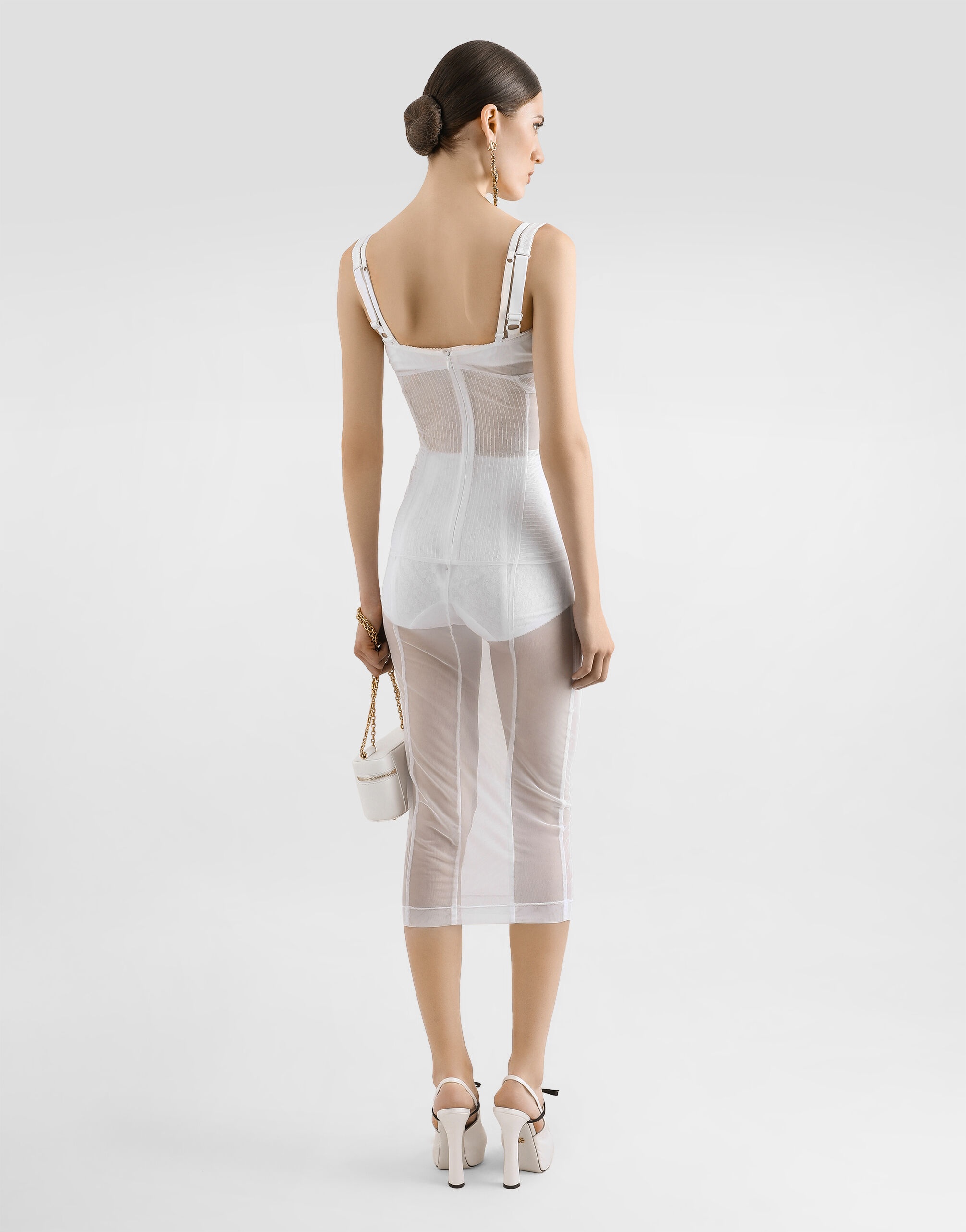 Tulle calf-length dress with corset details - 3