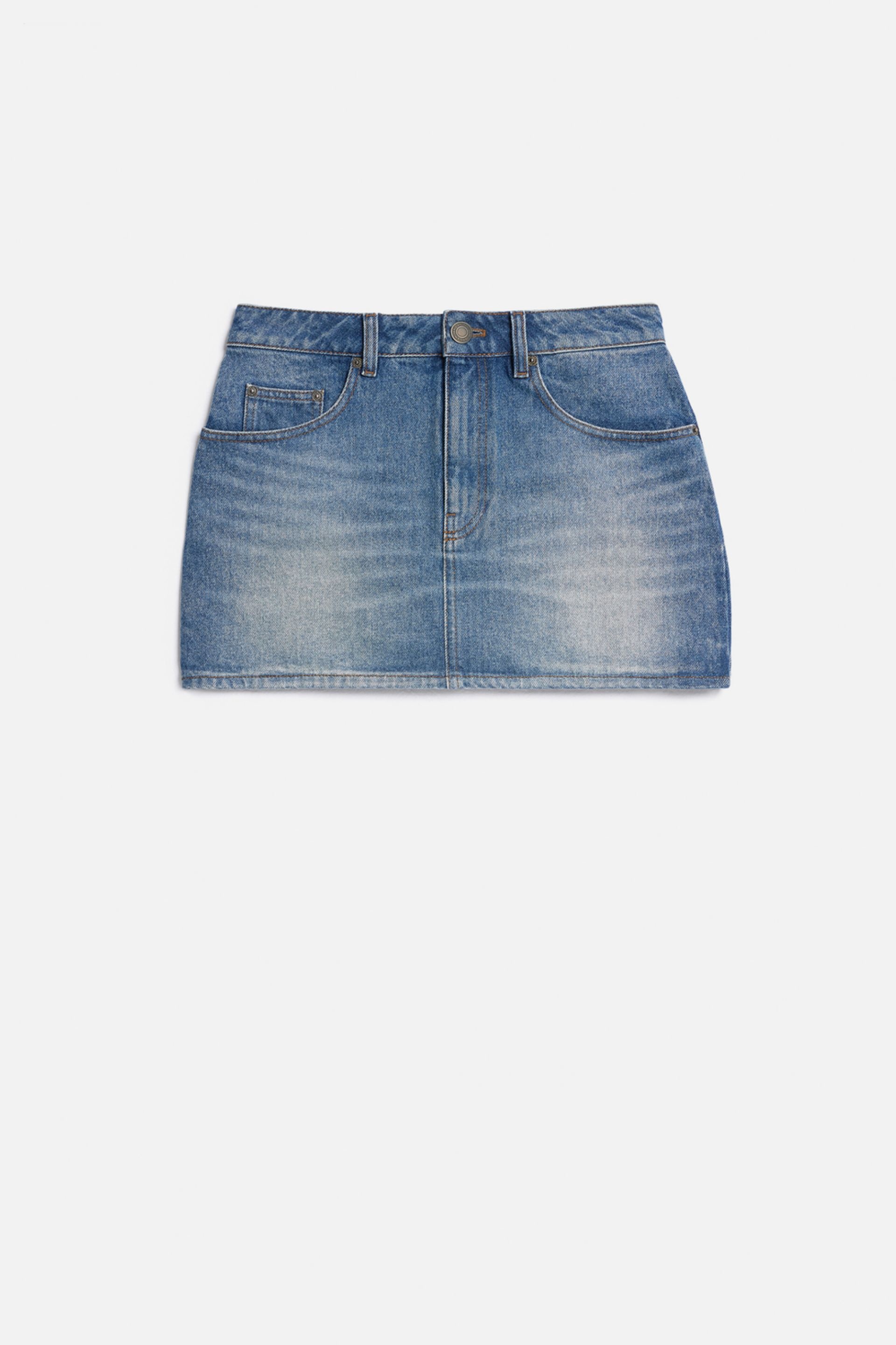 AMI｜SKIRTS (FSK037 DE0046 480) AMI PARIS Denim skirt in 480 used blue