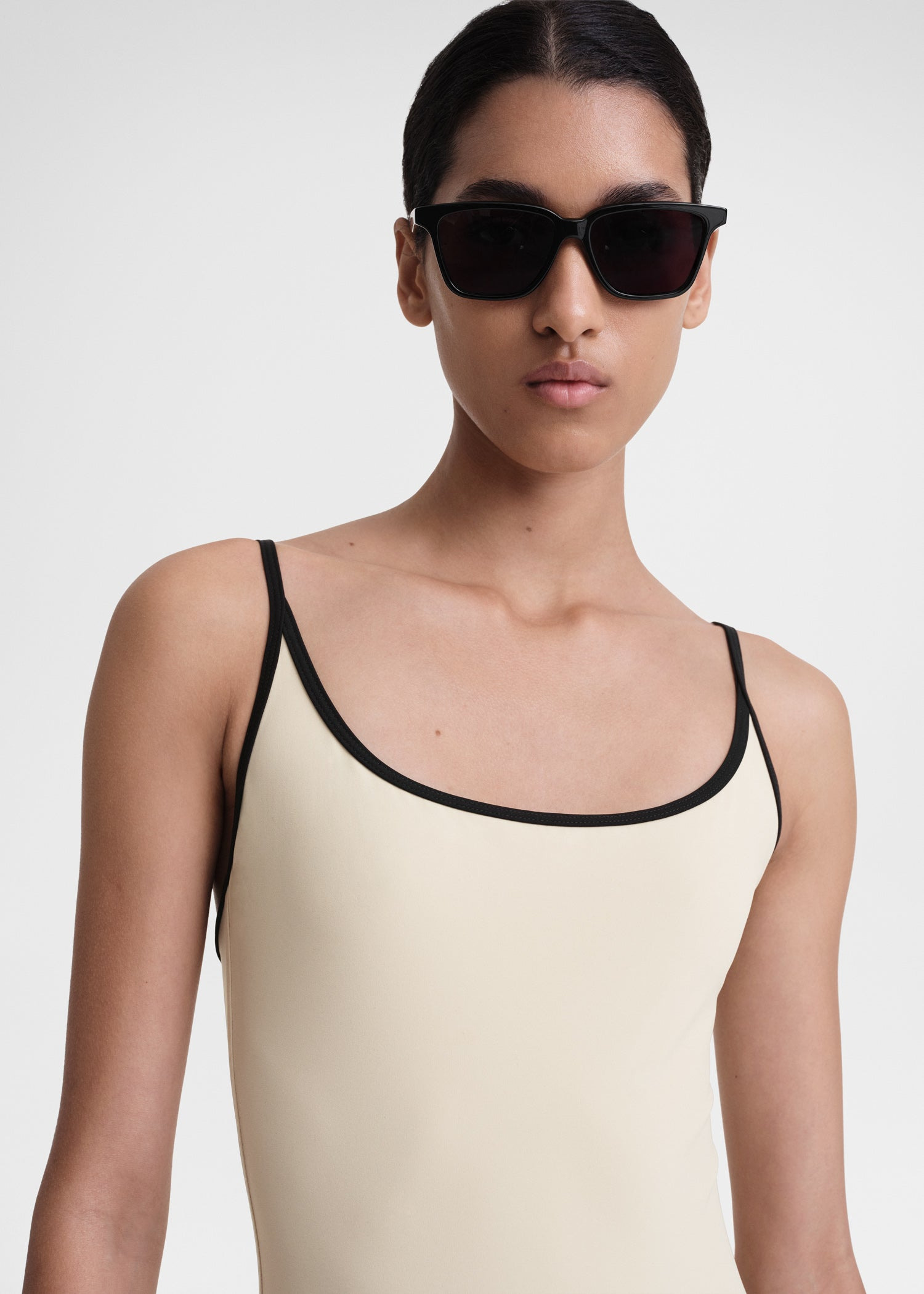 Stripe edge swimsuit light hay - 5