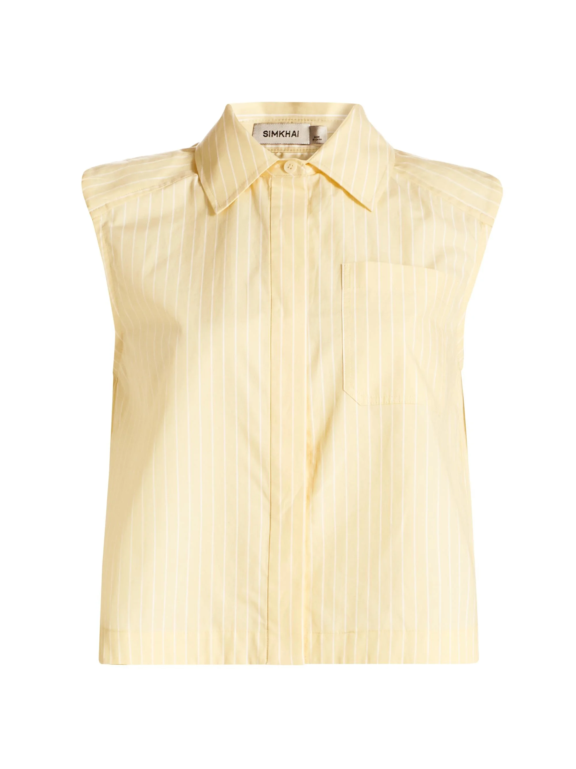 Women's Winslow Striped Sleeveless Crop Button-Front Shirt - Buttercream Stripe - 1