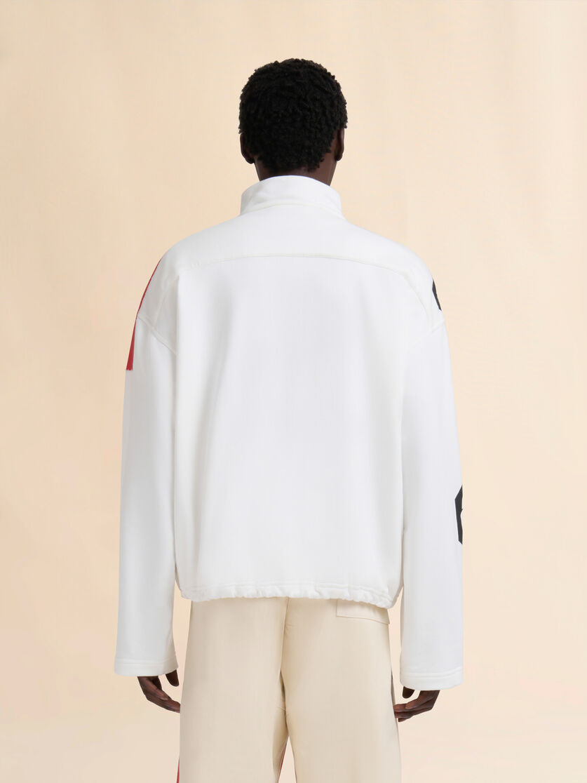 WHITE COTTON HIGH-NECK SWEATSHIRT - 3