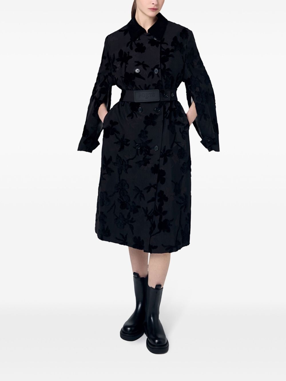 floral-print trench coat - 2