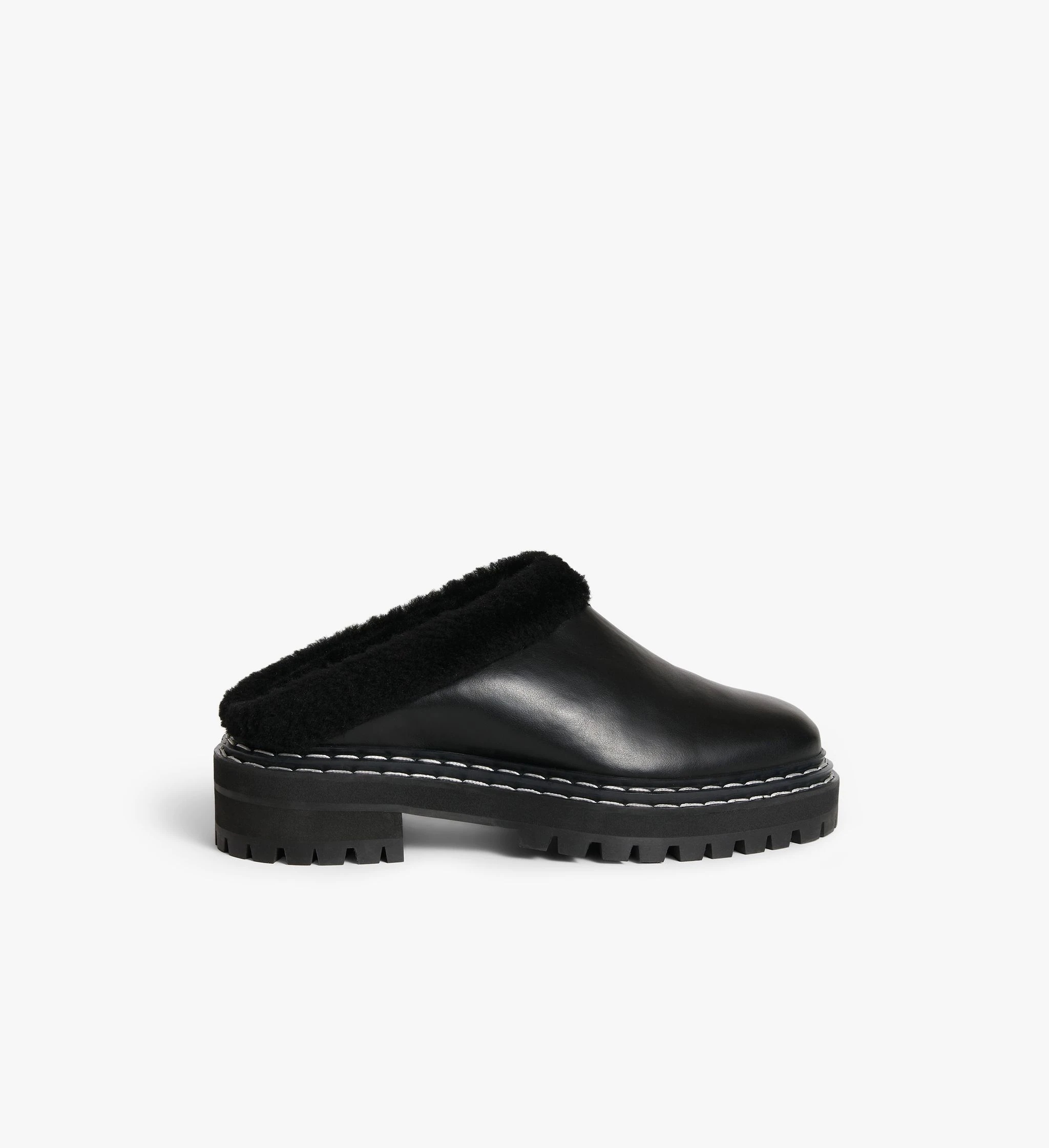 Shearling Lug Sole Mules - 1
