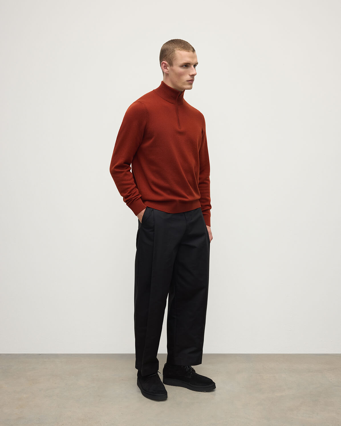 Classic Cashmere Red Zip Neck Jumper - 3