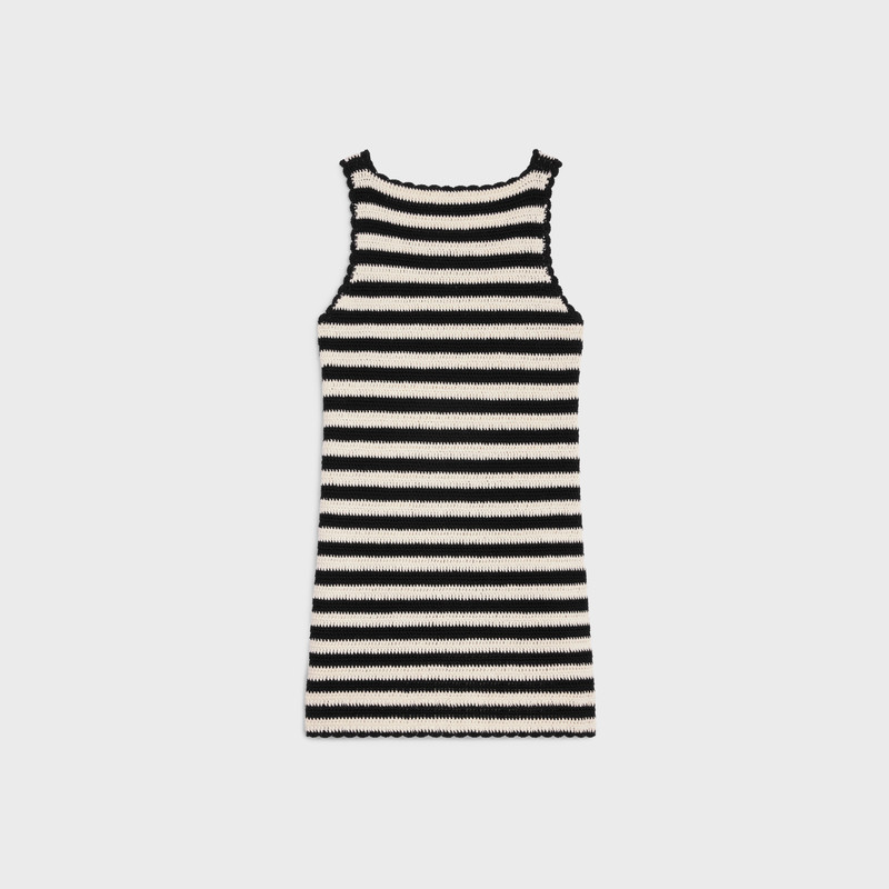 CELINE triomphe striped mini dress in crocheted cotton outlook