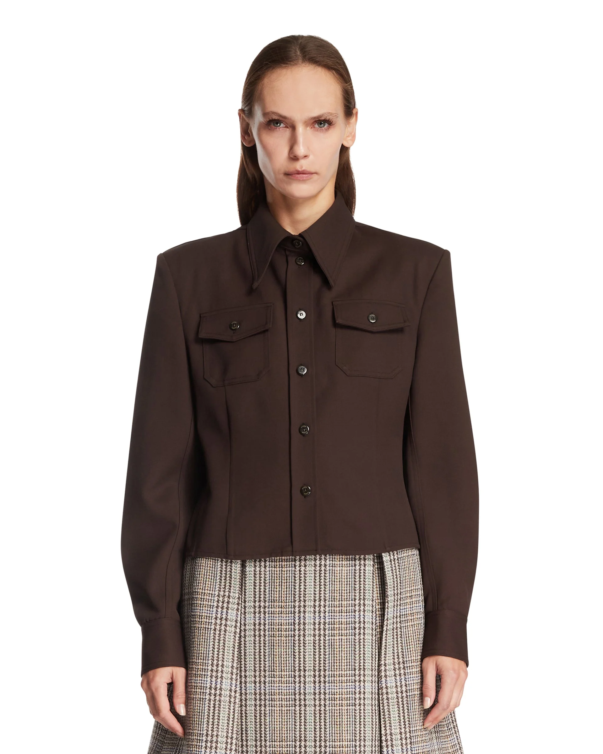 Brown Wool Blend Chavela Shirt - 1