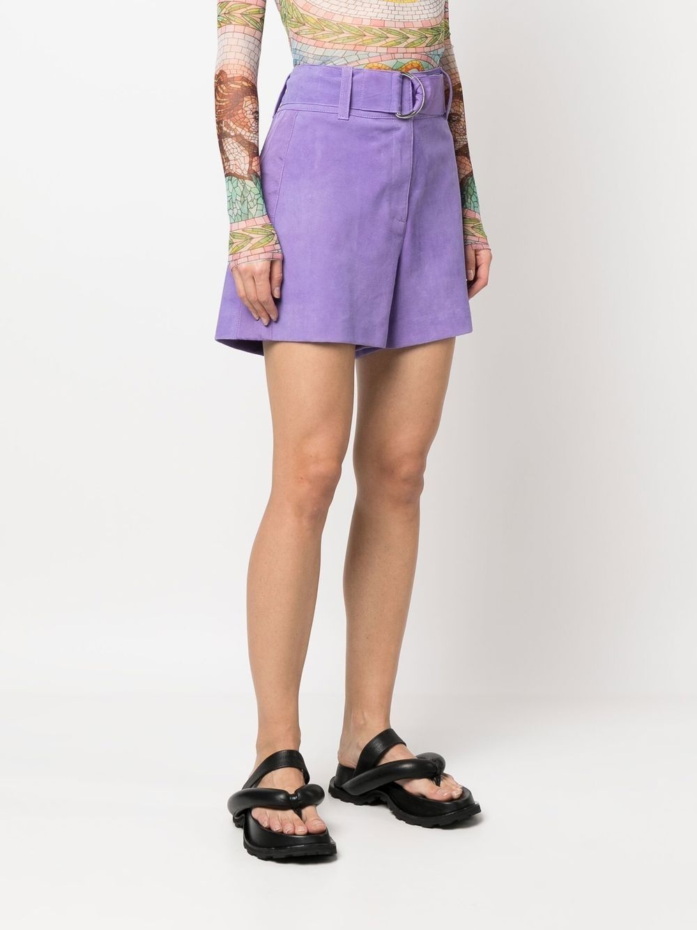 neon violet suede shorts - 3