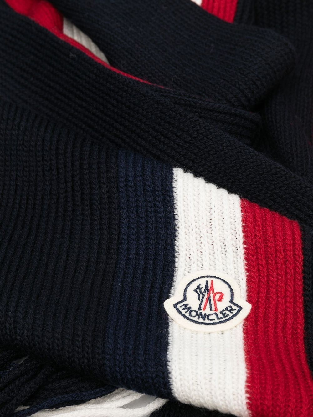 stripe-detail logo-patch scarf - 3