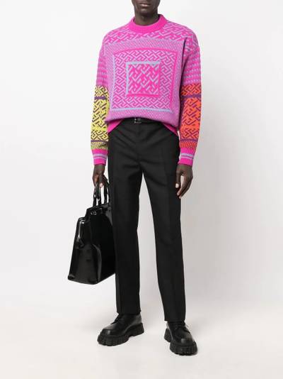 VERSACE La Greca instarsia knit jumper outlook