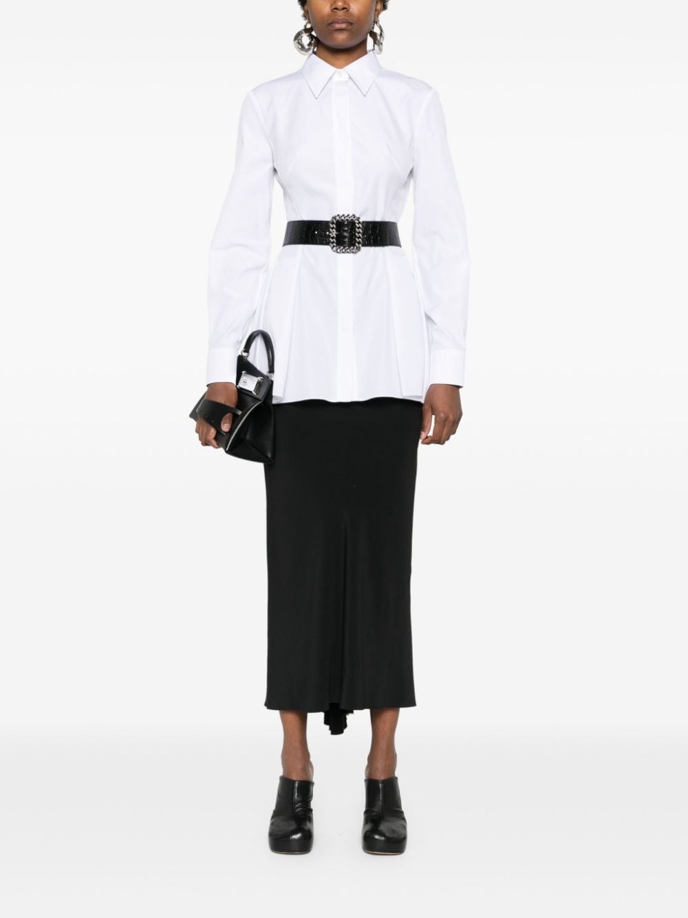 pleat-detail cotton shirt - 2