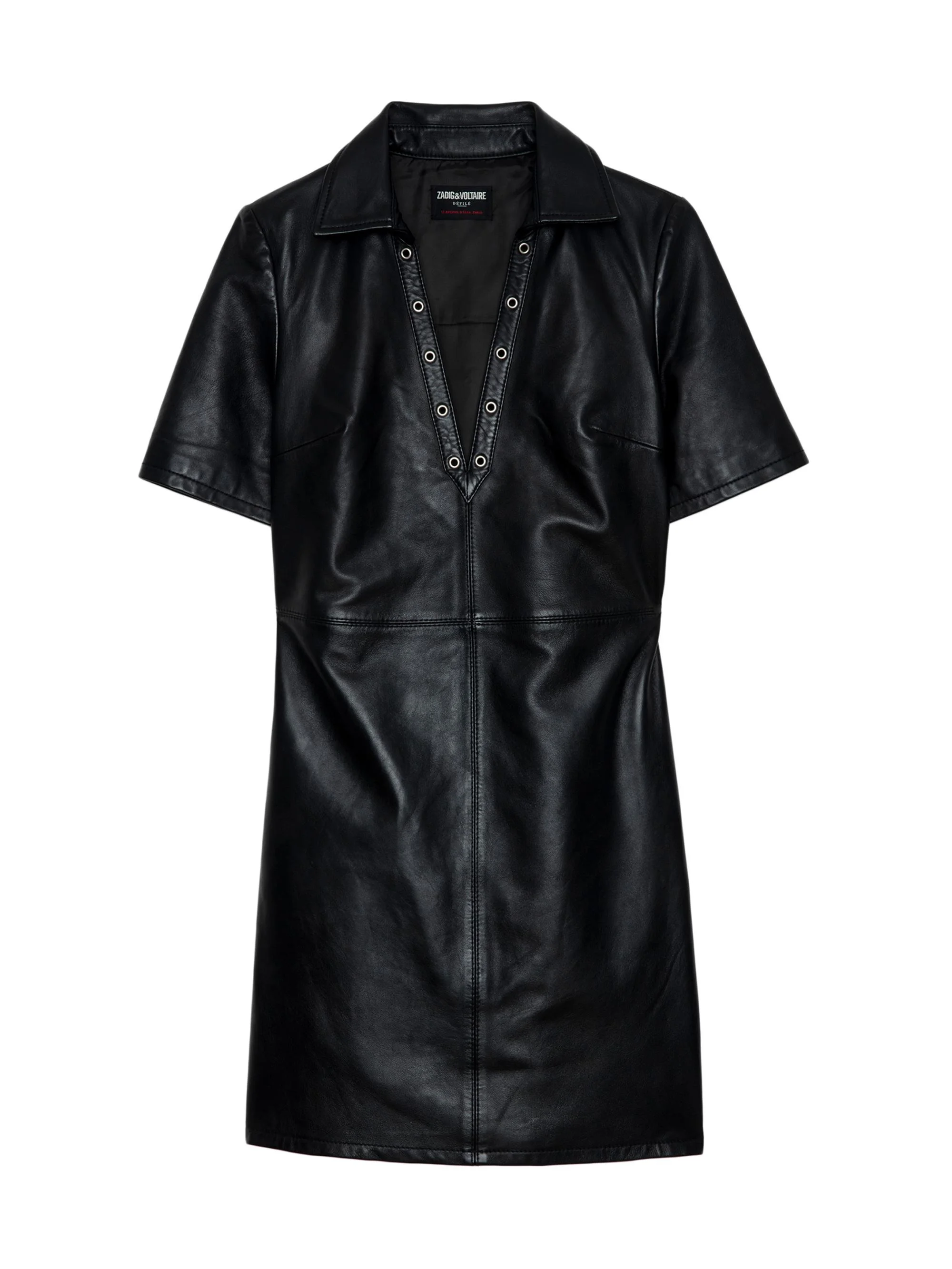 Women's Ralmy Grommet Embellished Leather Minidress - Black - 1