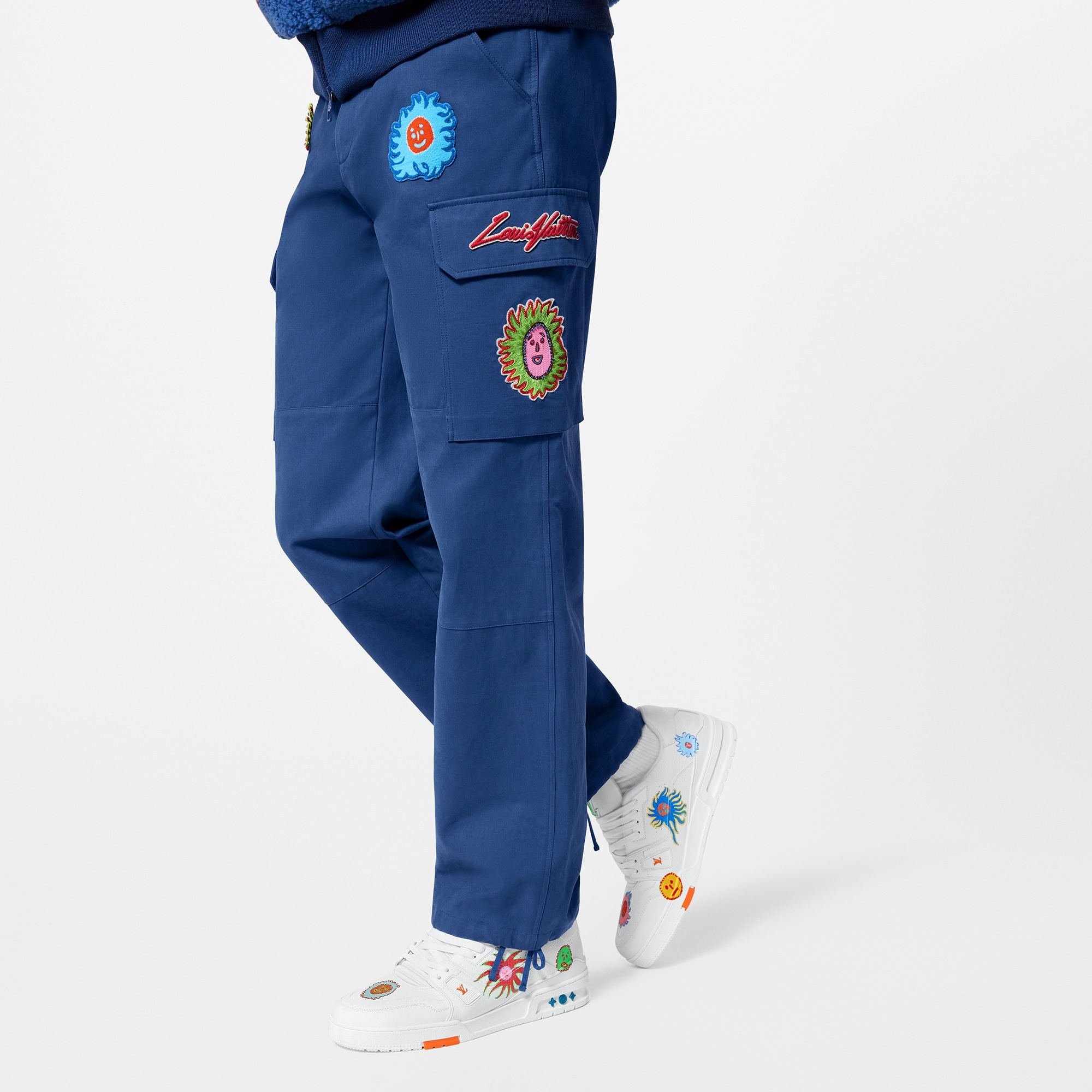 LV x YK Embroidered Faces Cargo Pants - 4