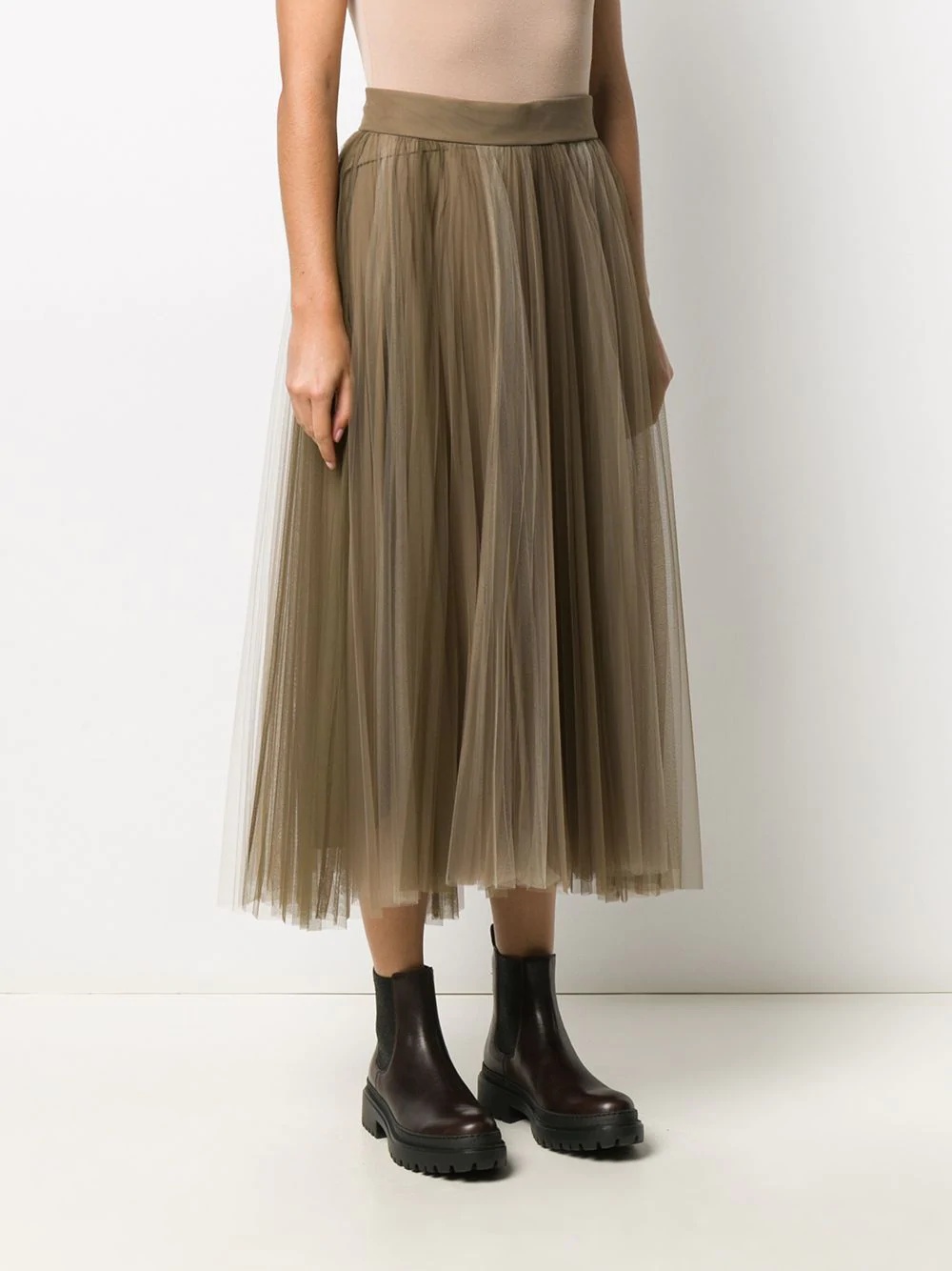 pleated tulle midi skirt - 3