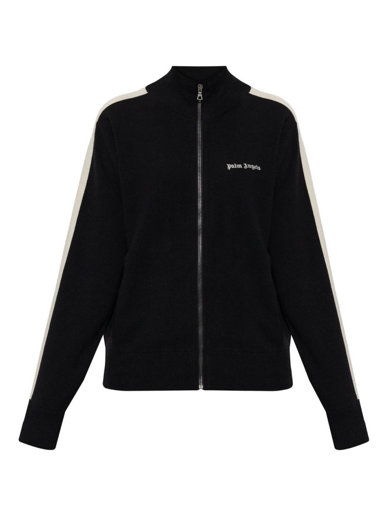 striped-sleeve zip-up sweatshirt 1