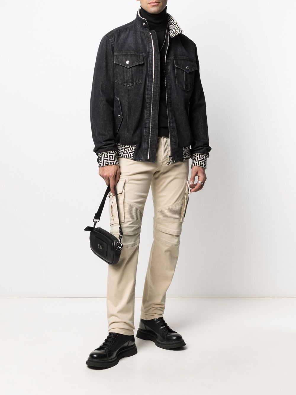 B-embossed cargo jeans - 2