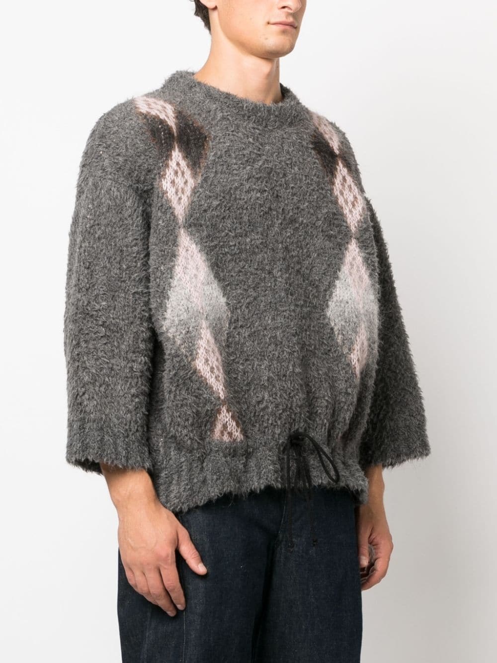 brushed-effect knitted drawstring jumper - 3