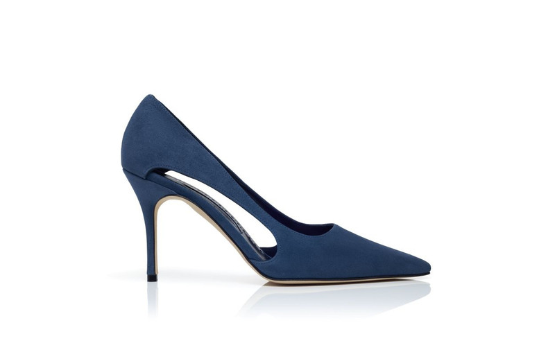 Navy Blue Suede Cut Out Detail Pumps 1