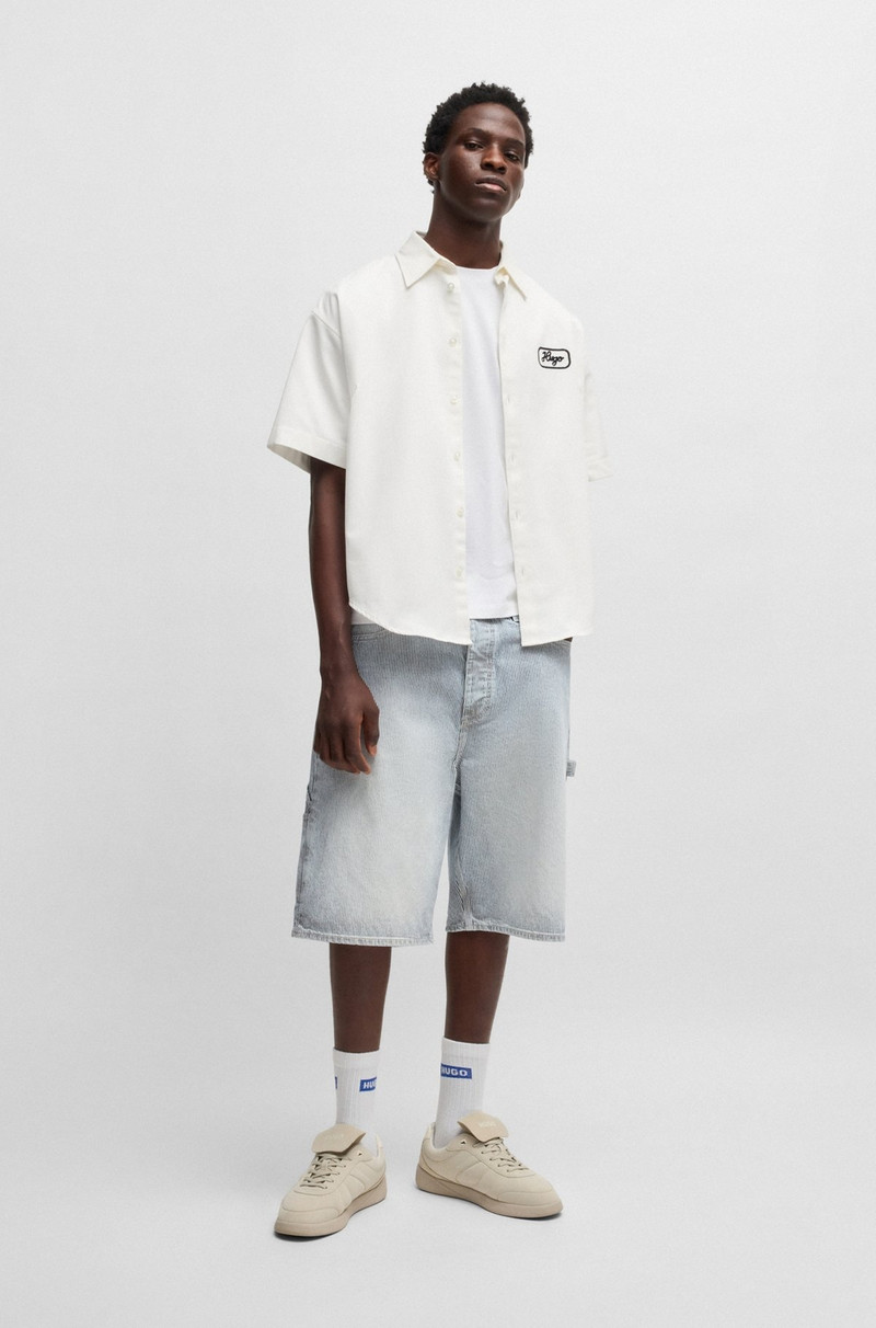 HUGO COTTON-TWILL SHIRT WITH EMBROIDERED ARTWORK outlook