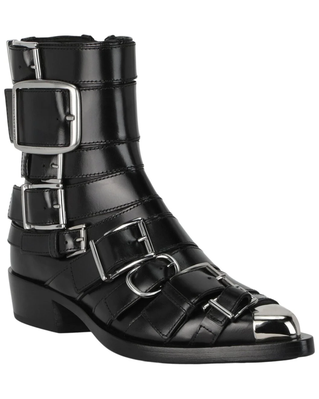 Alexander McQueen Strappy Punk Leather Bootie - 1