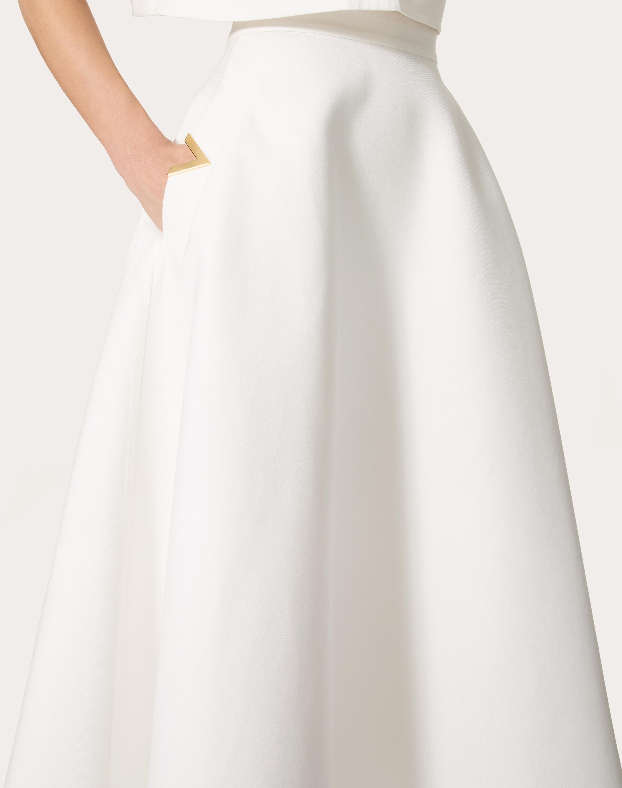 LIGHT DOUBLE SPLITTABLE GABARDINE MIDI SKIRT - 5