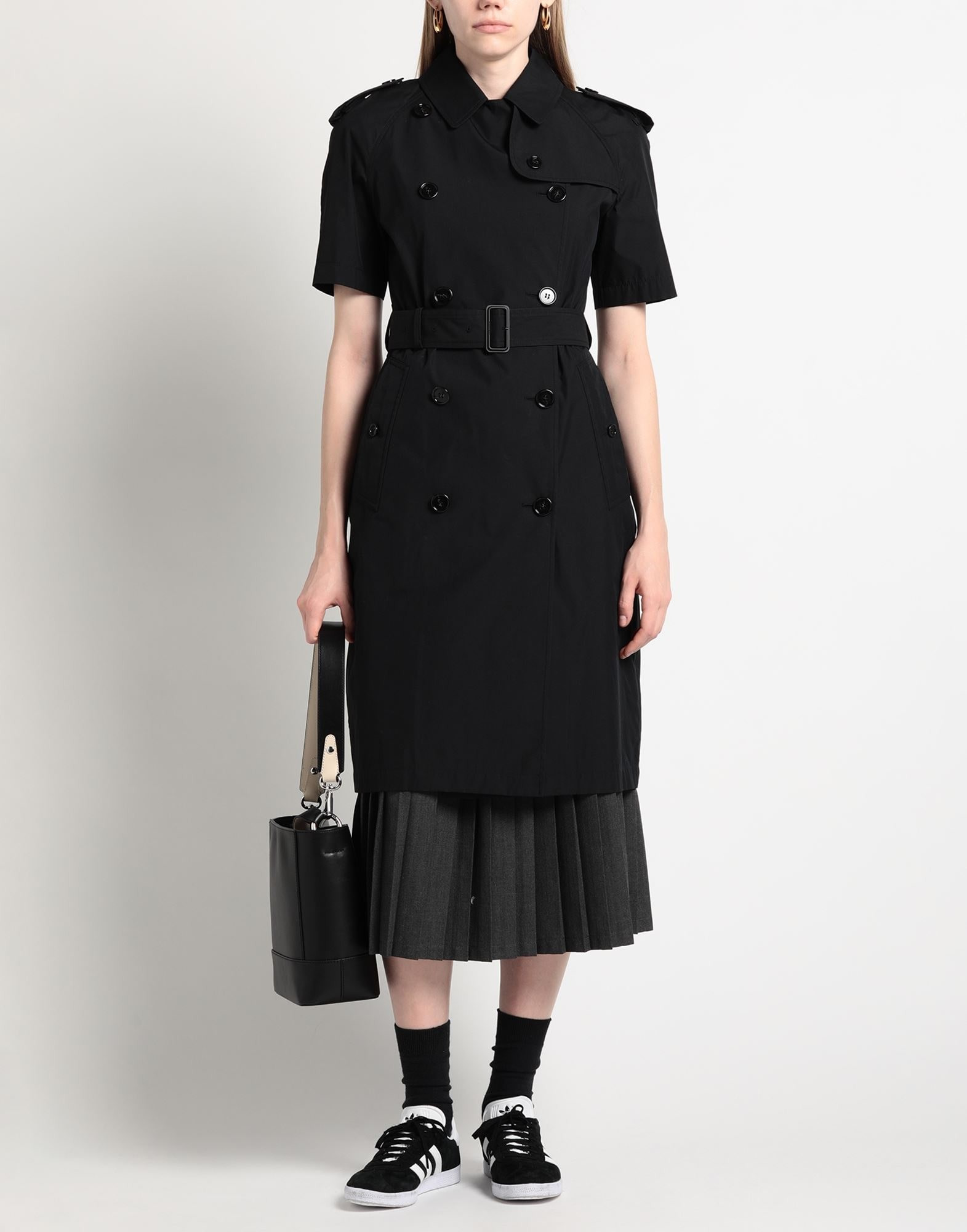 Black Women's Double Breasted Pea Coat - 3