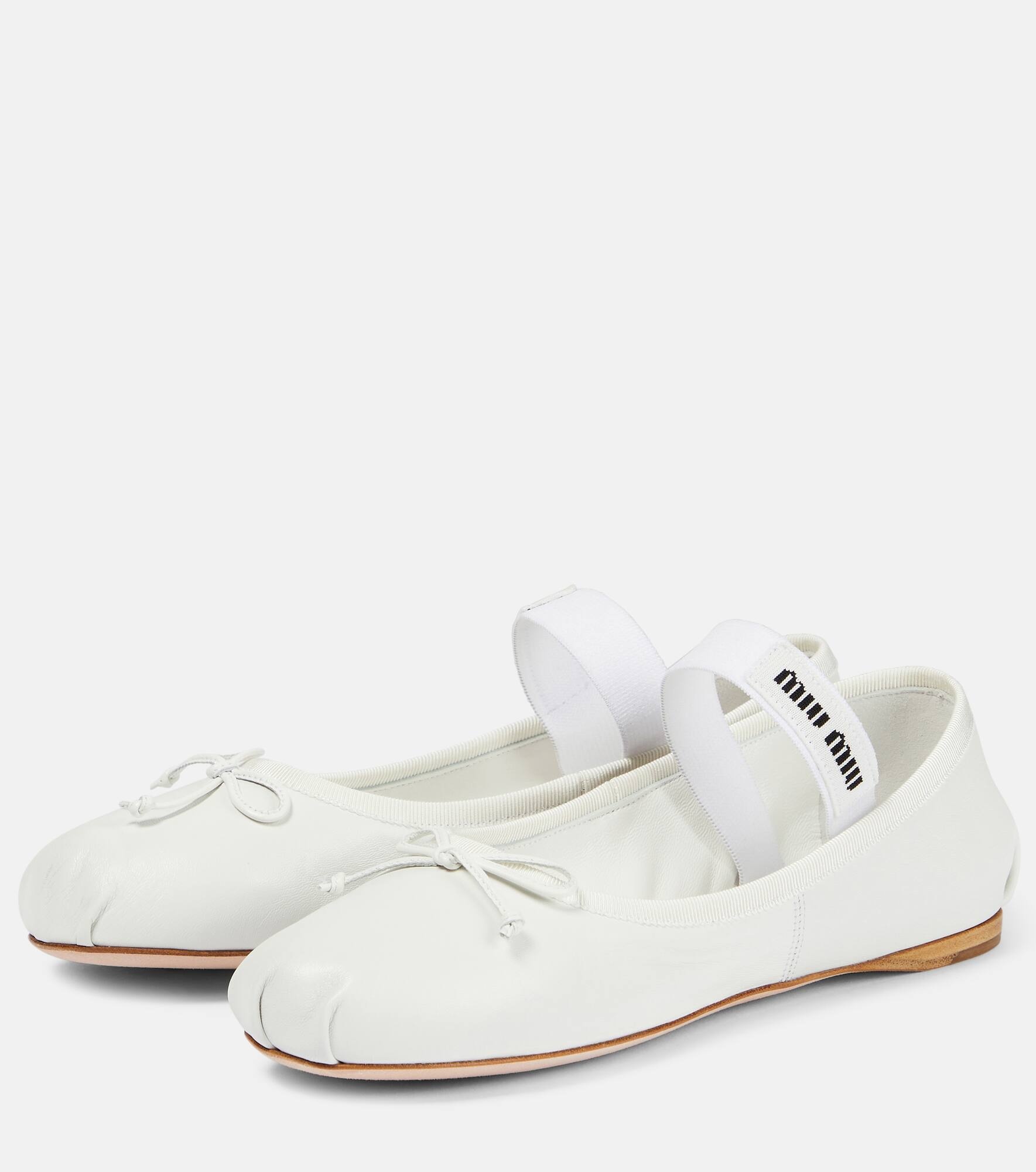 Logo leather ballet flats - 5