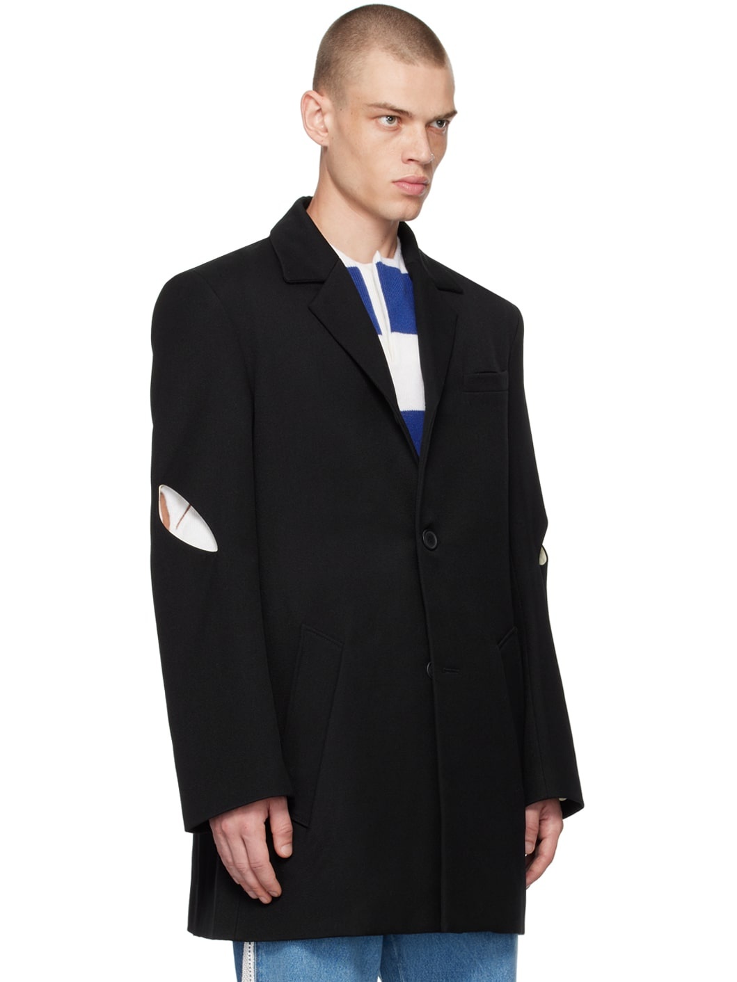 Black Slashed Coat - 2