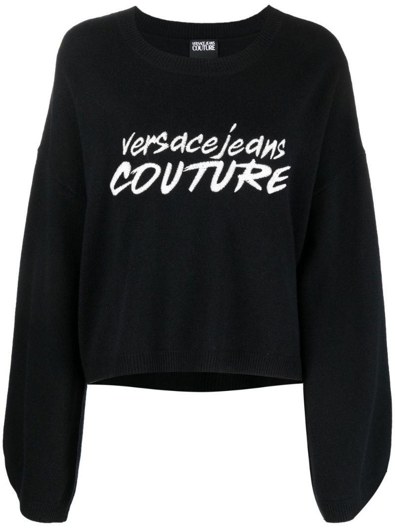 embroidered-logo wide-sleeve jumper - 1