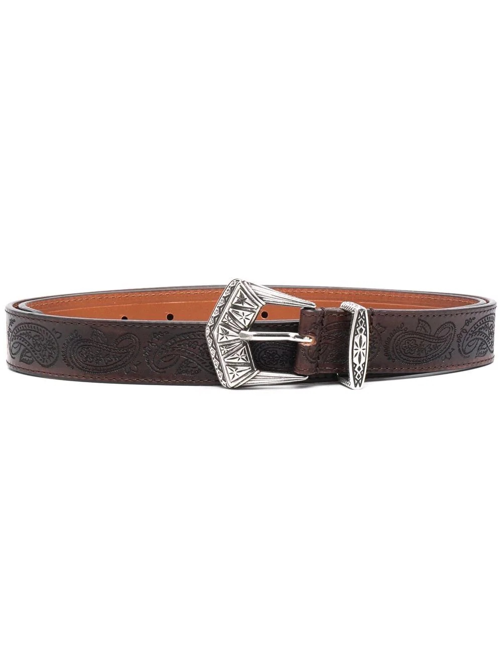 paisley-print leather belt - 1