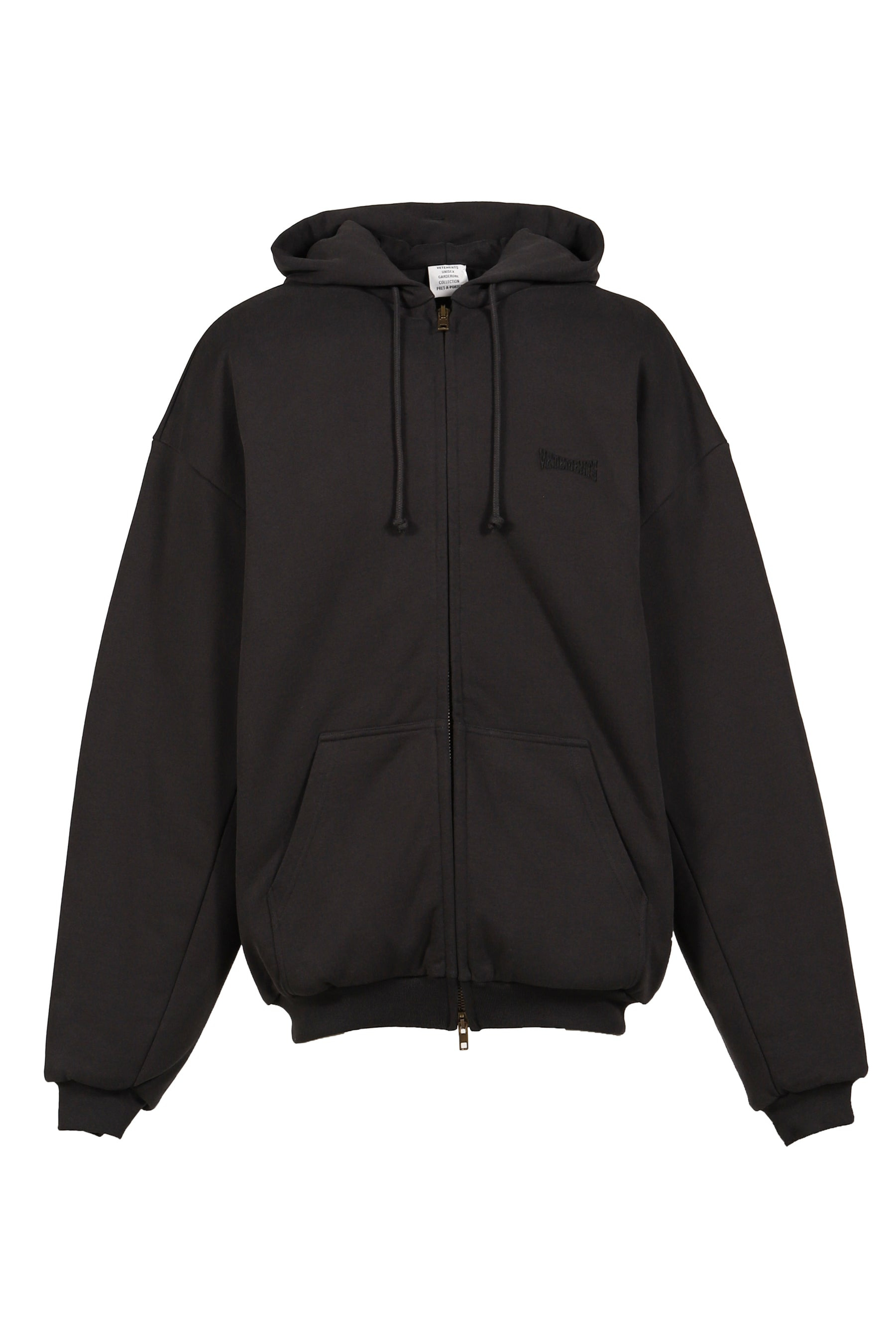 PUFFED OVERSIZED ZIP-UP HOODIE / WASHED BLK - 1