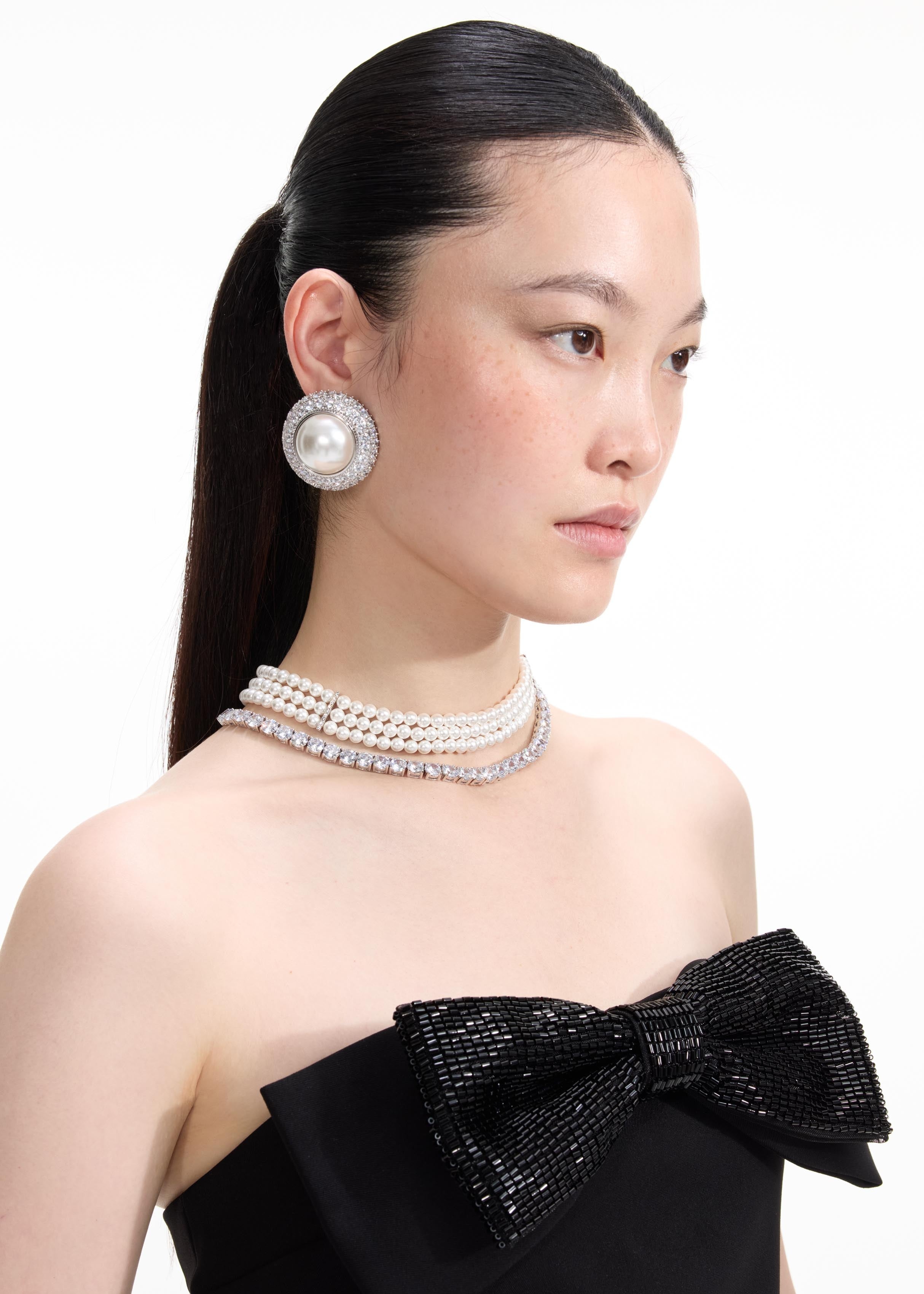 Pearl Diamante Necklace - 4