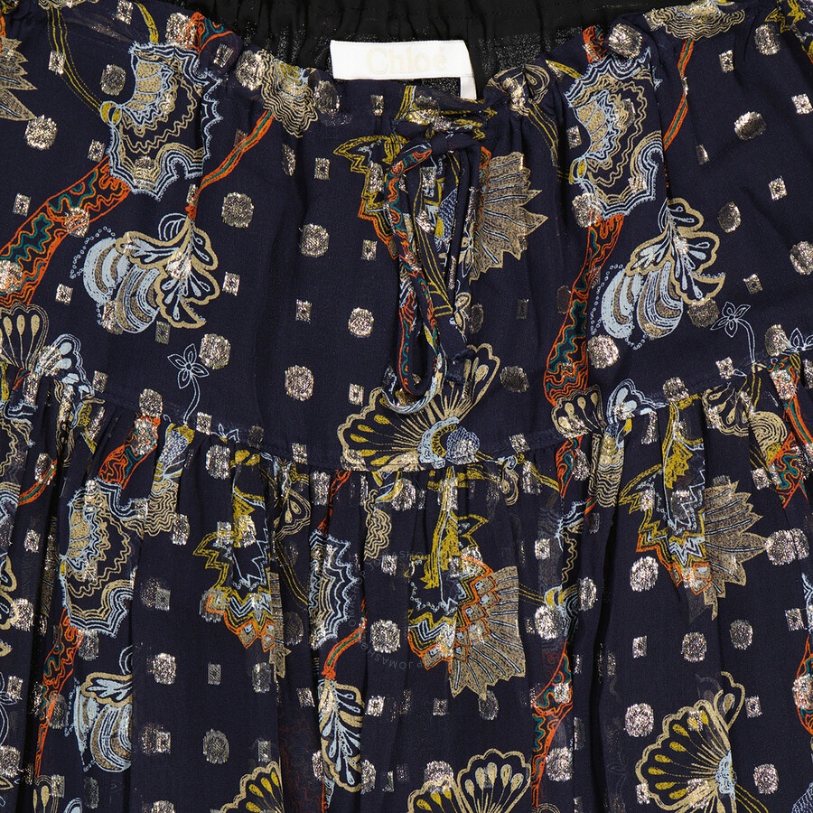 Chloe Blue Lurex Embroidered Silk Skirt - 7