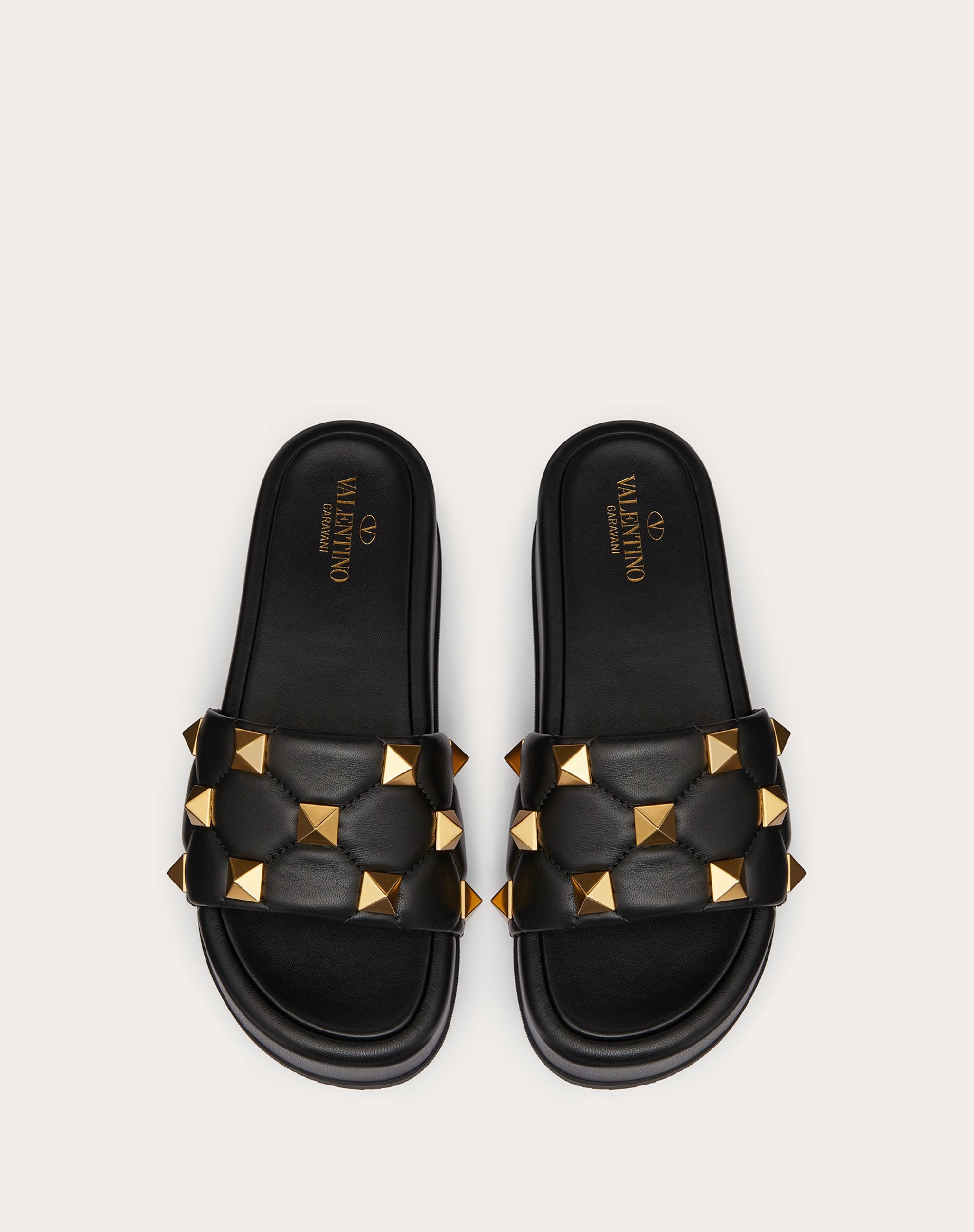 ROMAN STUD FLATFORM SLIDE SANDAL IN QUILTED NAPPA - 4