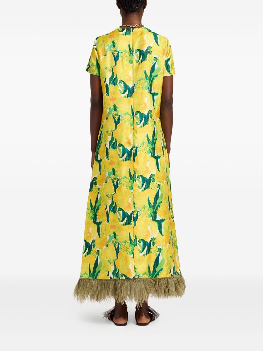 Swing floral-print feather-hem maxi dress - 3