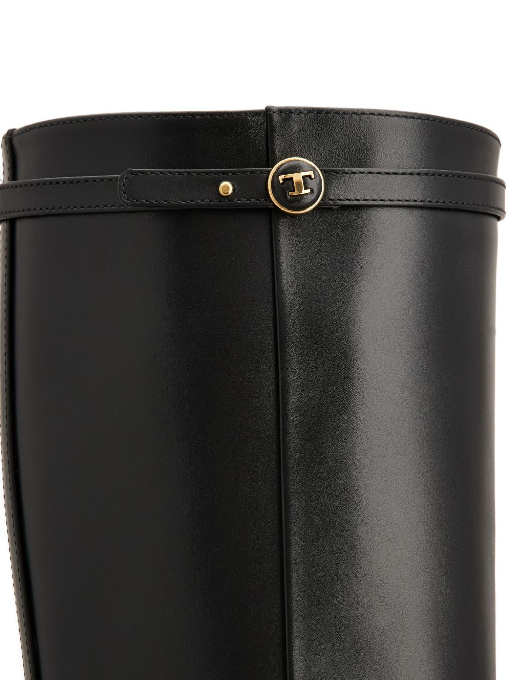logo-strap leather boots - 4