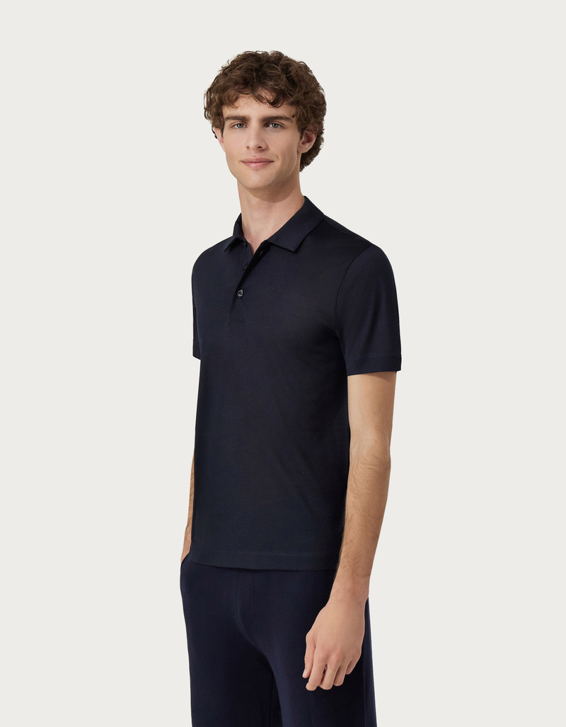 Canali DARK NAVY SILK POLO SHIRT outlook