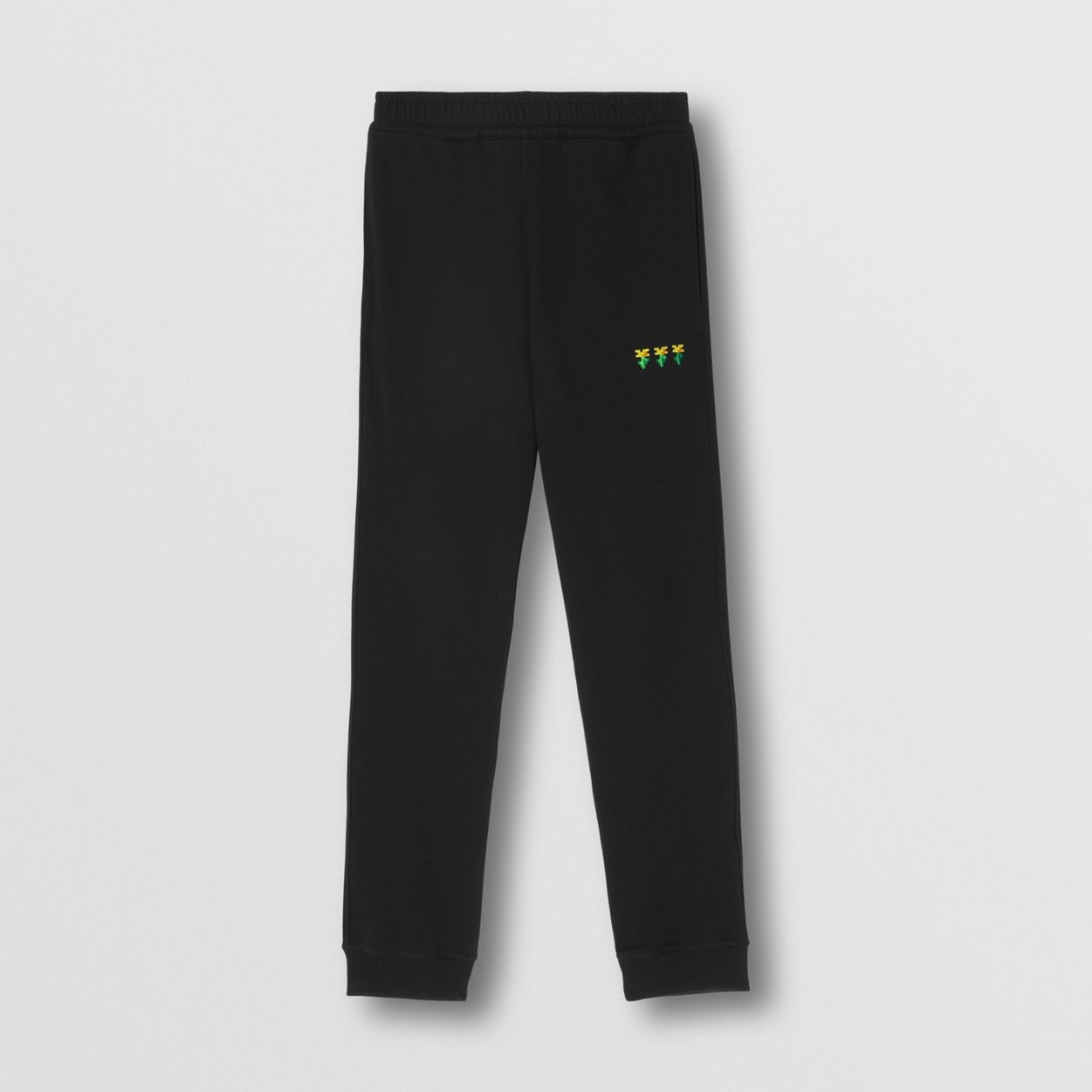Embroidered Floral Cotton Jogging Pants - 1