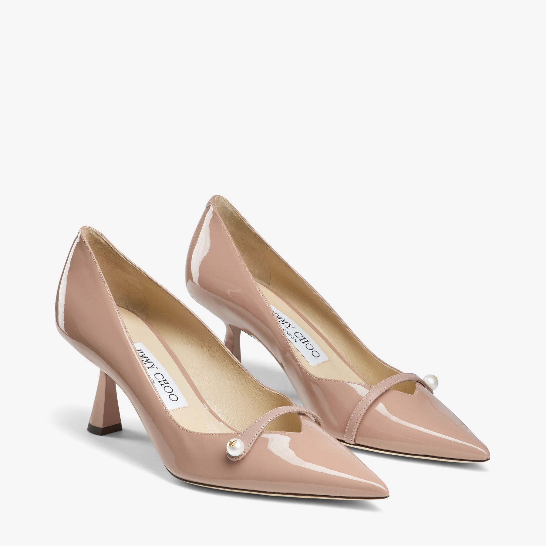 Rosalia 65
Ballet Pink Patent Pointed Pumps with Pearl Detail - 3