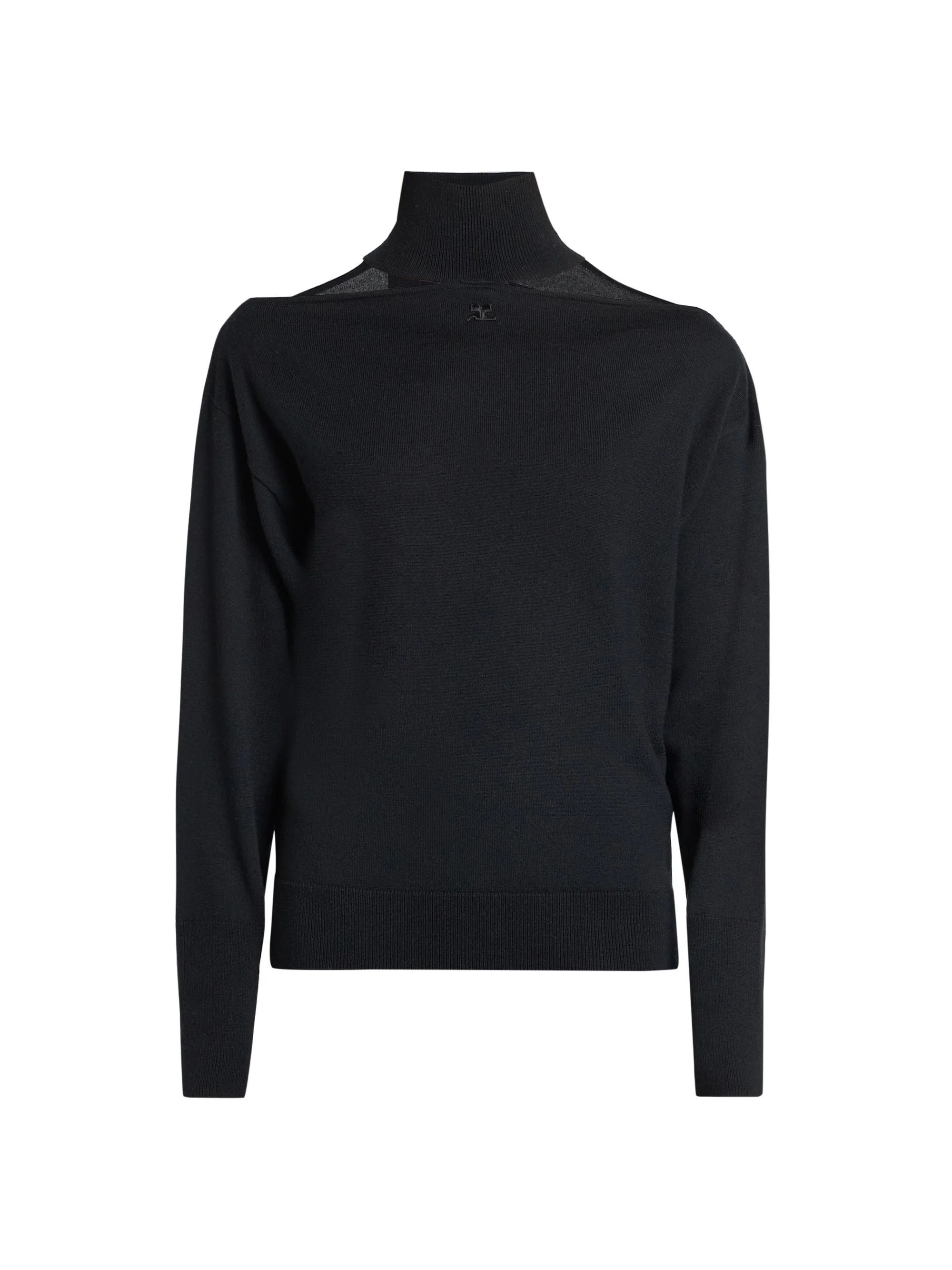 Women's Logo Cut-Out Merino Wool Sweater - Black - 1