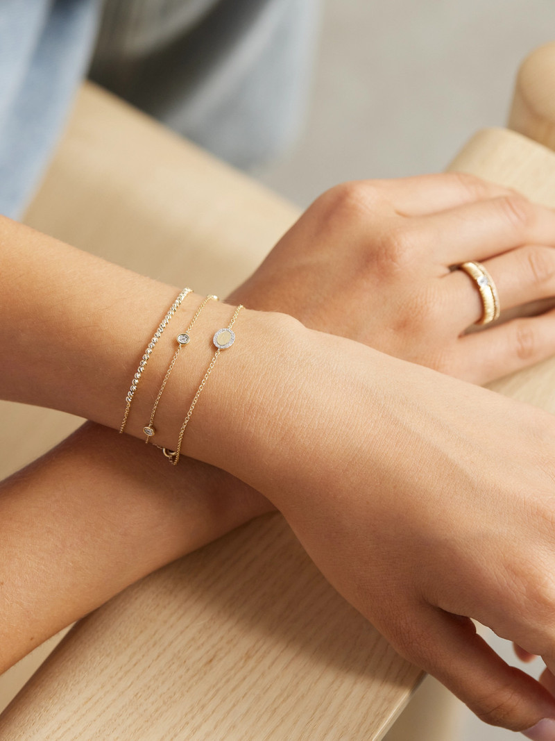 Teeny Marquee 10-karat Gold Diamond Bracelet 6
