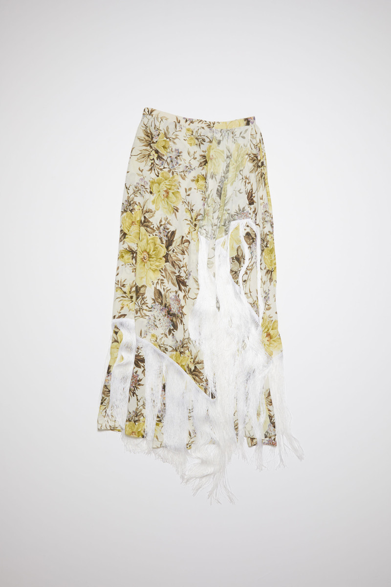 Flower print fringe skirt - Beige 7