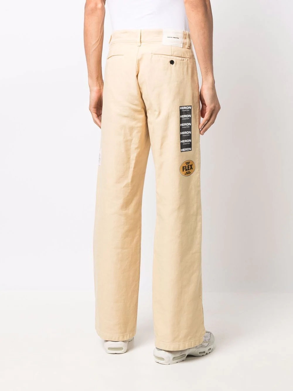 logo patch wide-leg chinos - 4